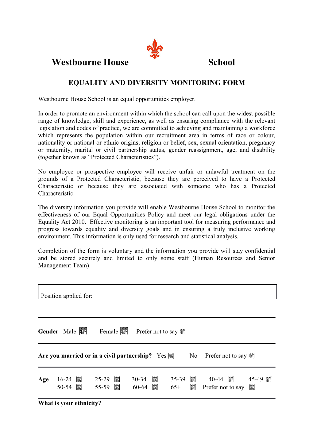 Equality and Diversity Monitoring Form s2