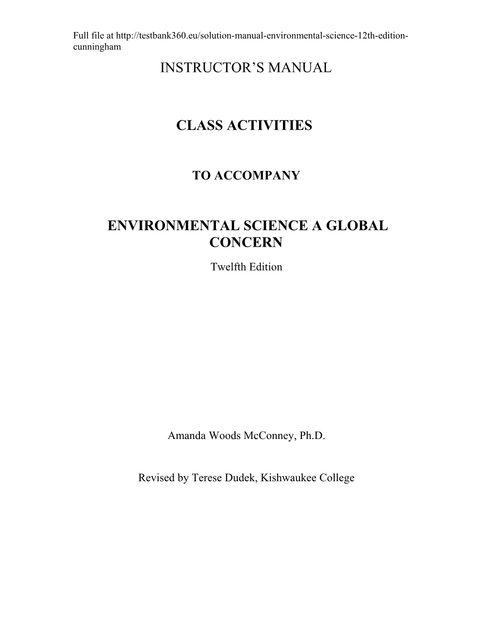 Environmental Science a Global Concern