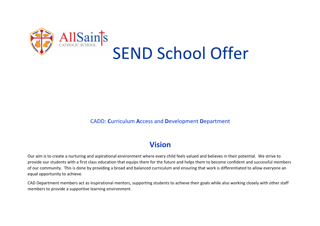 CADD: Curriculum Access and Development D Epartment