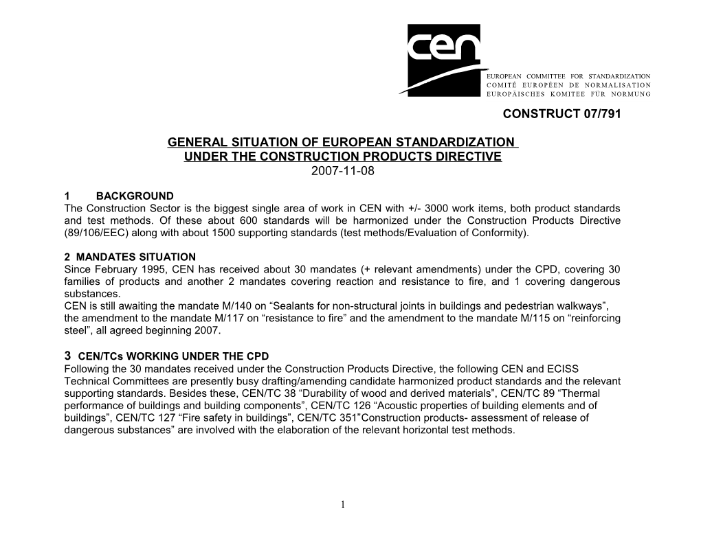 General Situation of Candidate Harmonized Standards