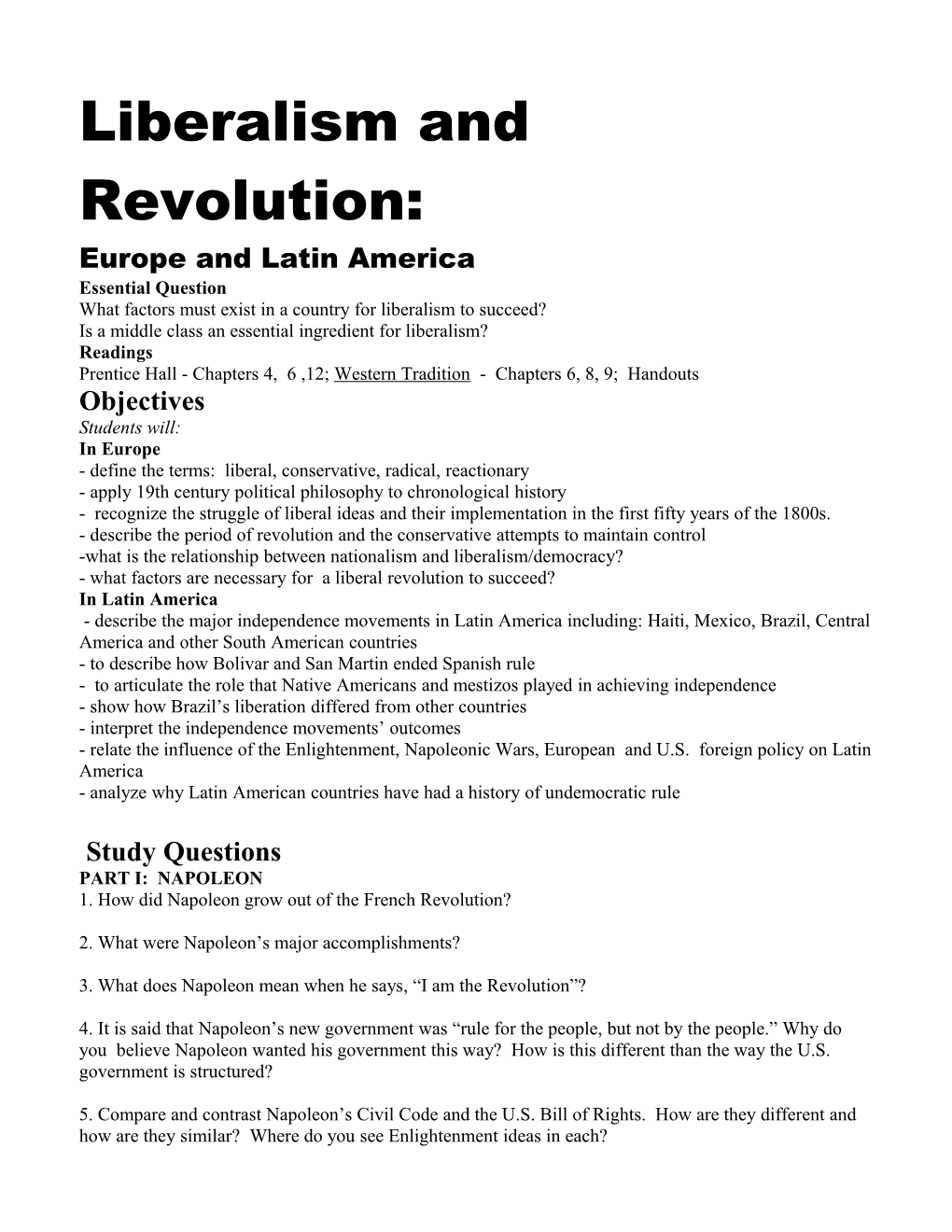 Liberalism and Revolution