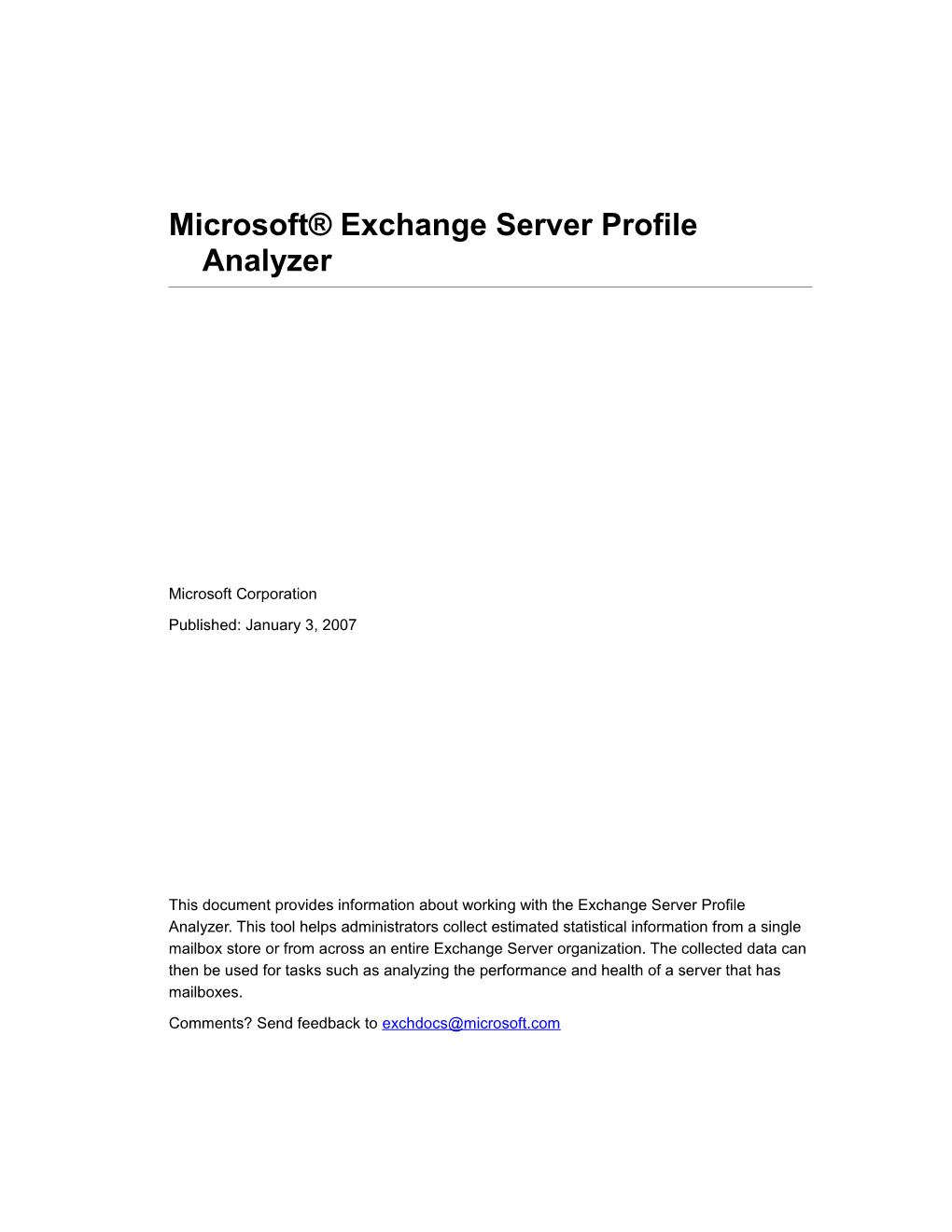Microsoft Exchange Server Profile Analyzer
