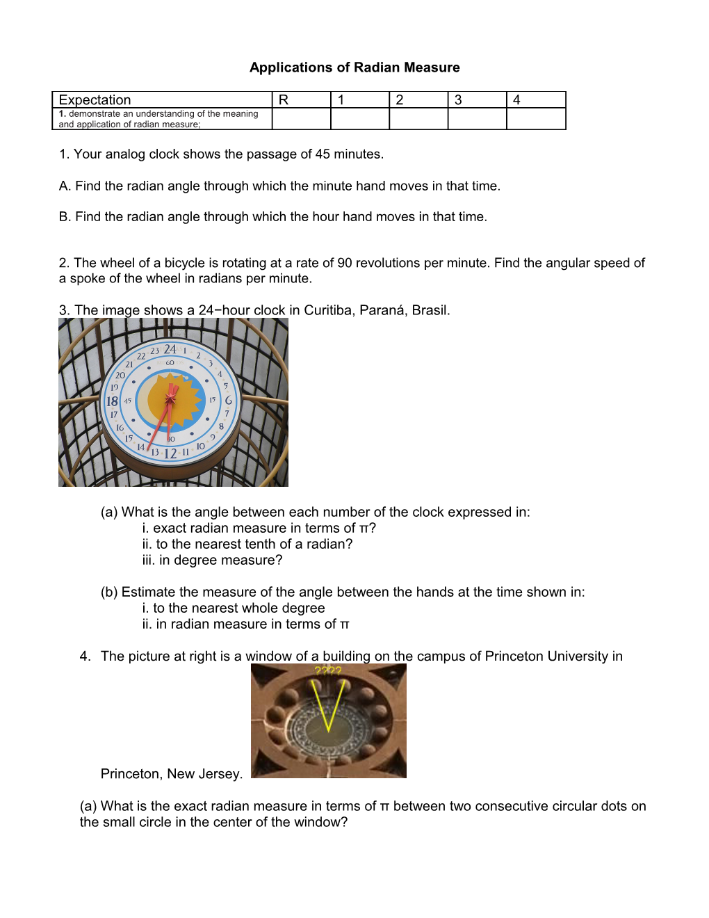 Applications of Radian Measure