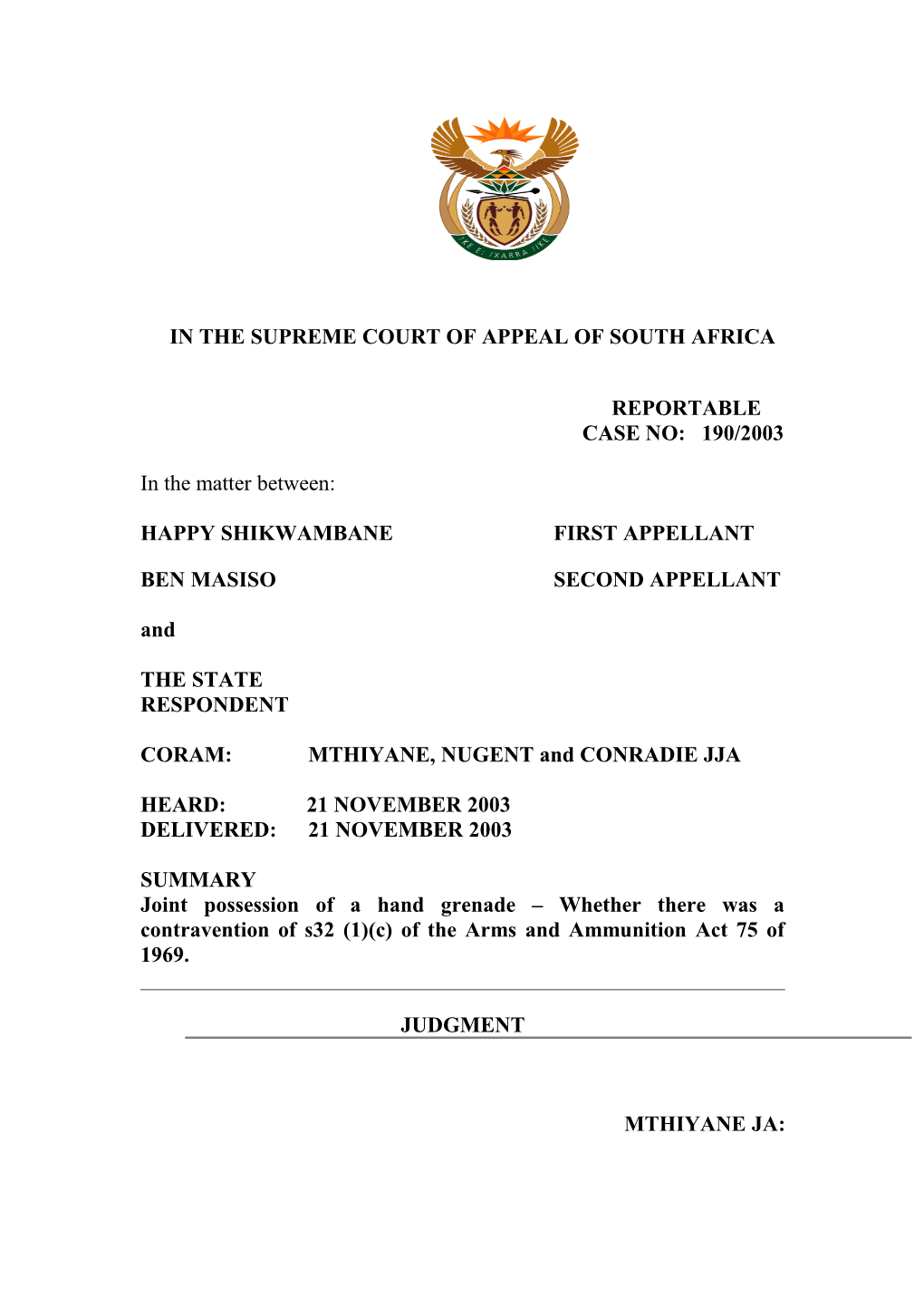 In the Supreme Court of Appeal of South Africa s3