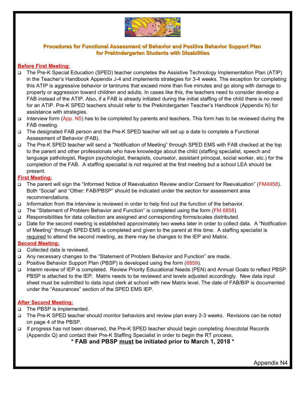 Procedures for Functional Assessment of Behavior and Positive Behavior Support Plan