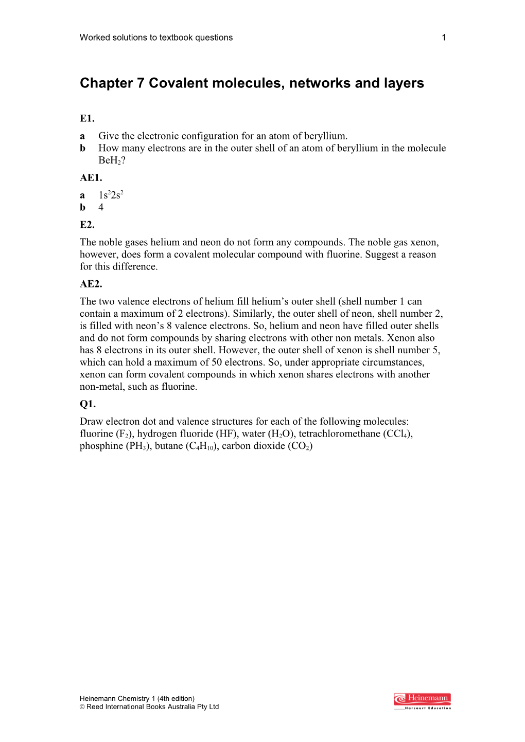 Chapter 7 Covalent Molecules, Networks and Layers