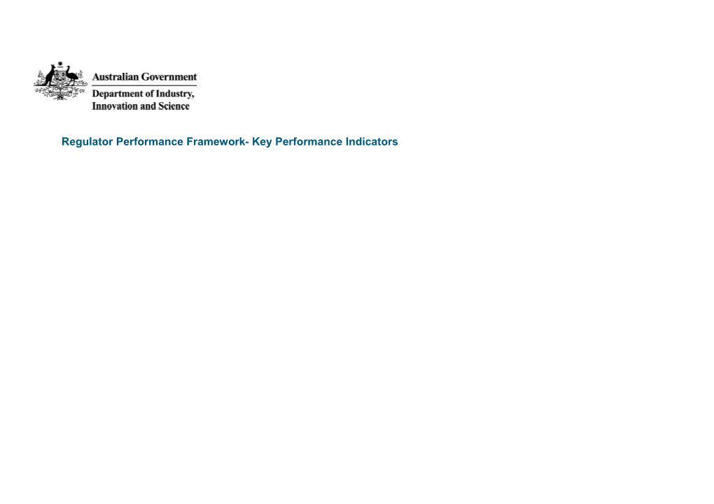Regulator Performance Framework- Key Performance Indicators