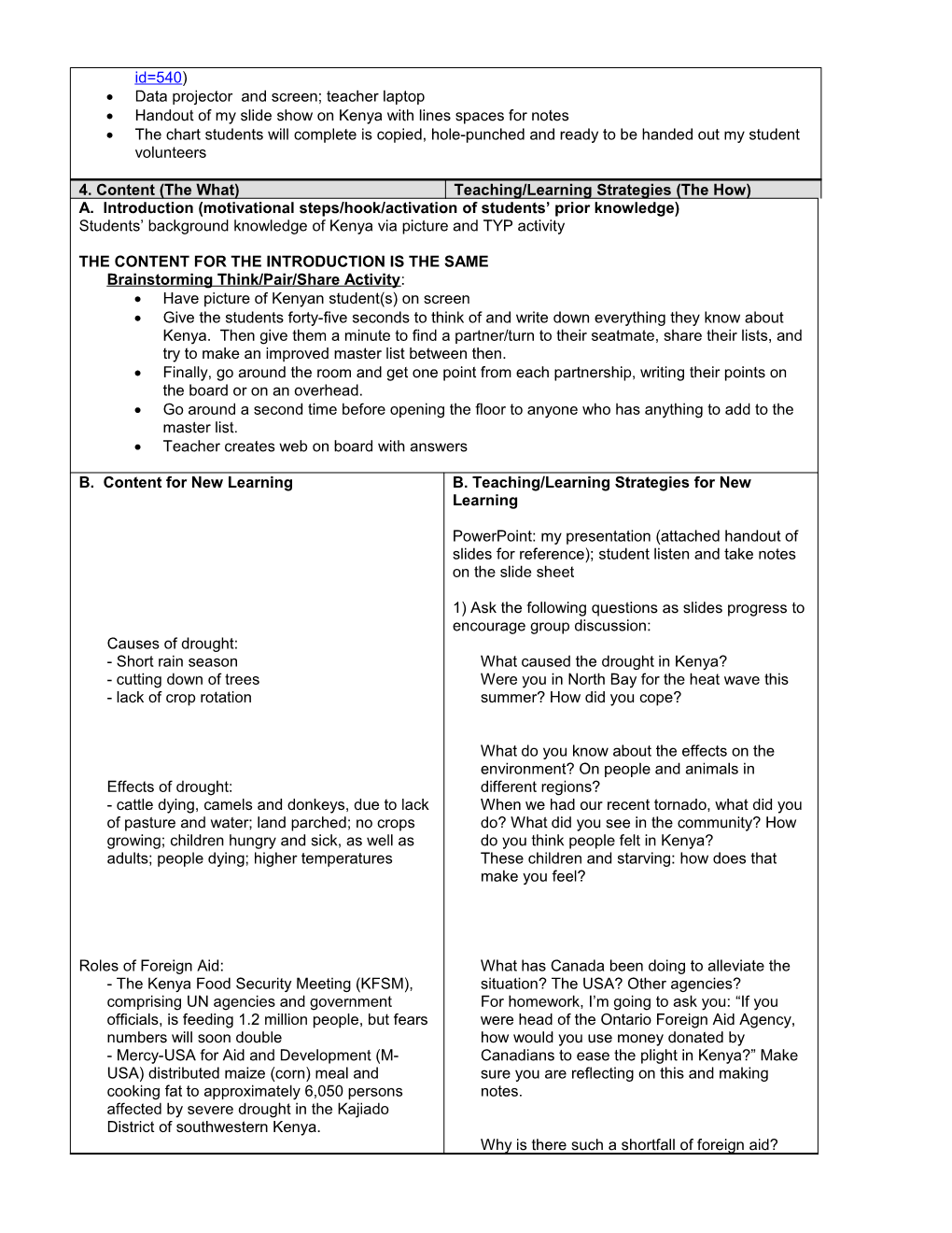 Direct Instruction Planning Format - Guidelines