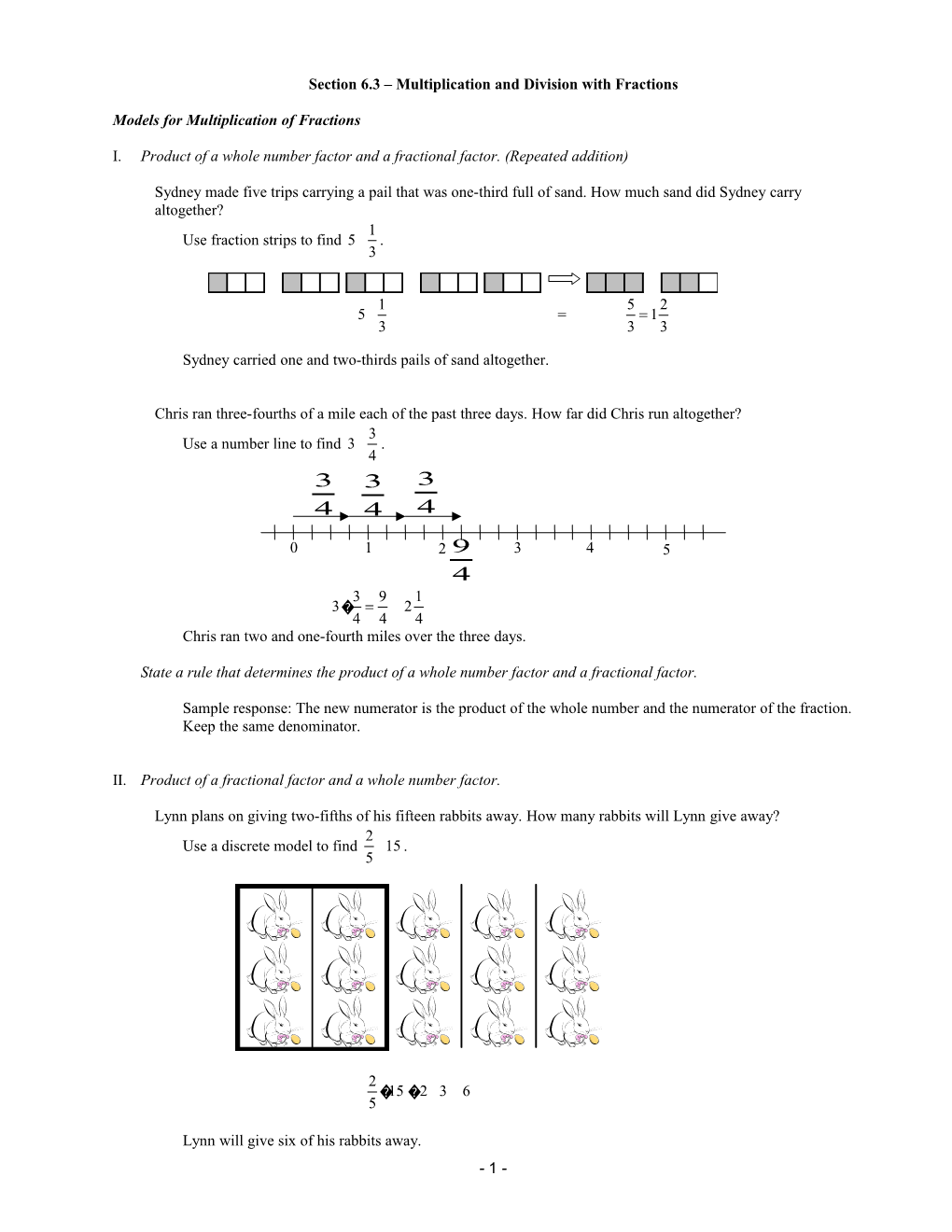 Section 6.3 Multiplication and Division with Fractions