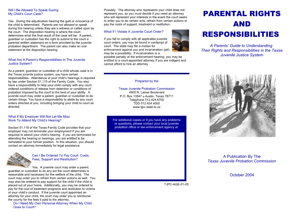 TJPC-AGE-01-05 Brochure - Parental Rights and Responsibilities
