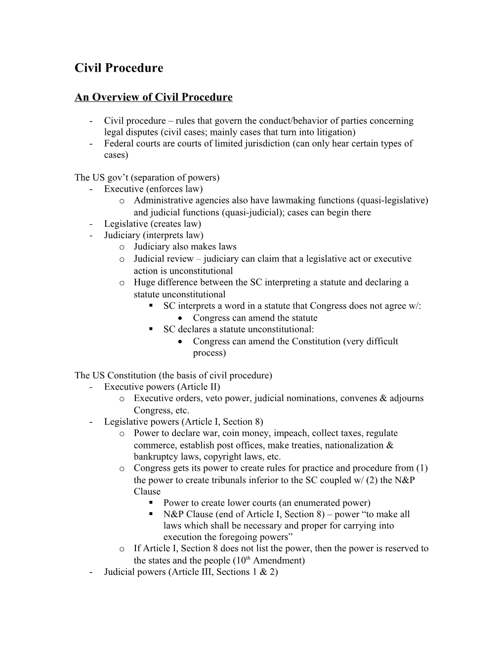 An Overview of Civil Procedure