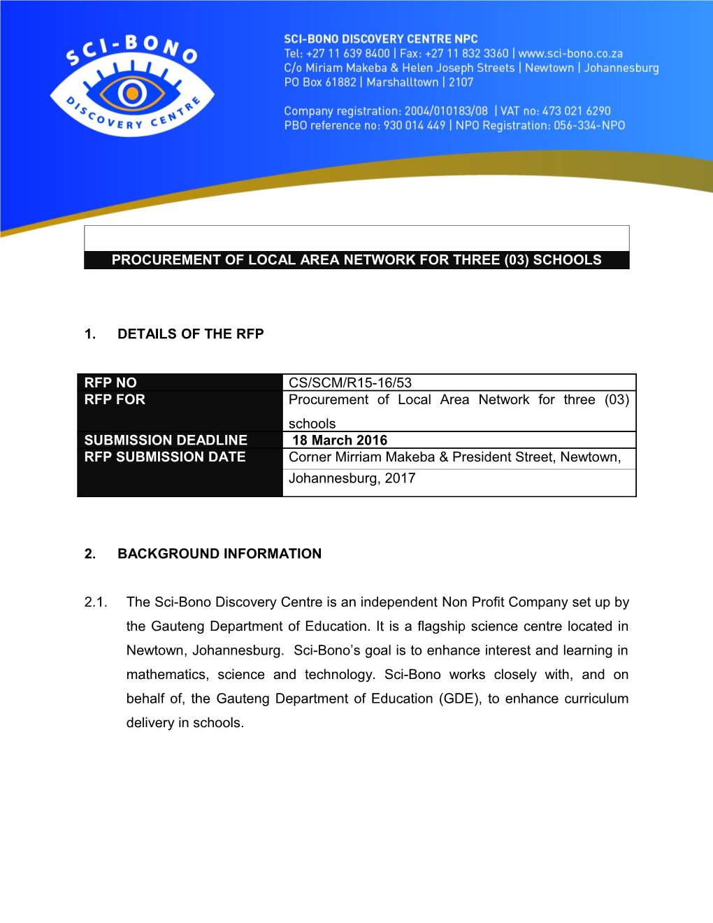 Procurement of Local Area Network for Three (03) Schools