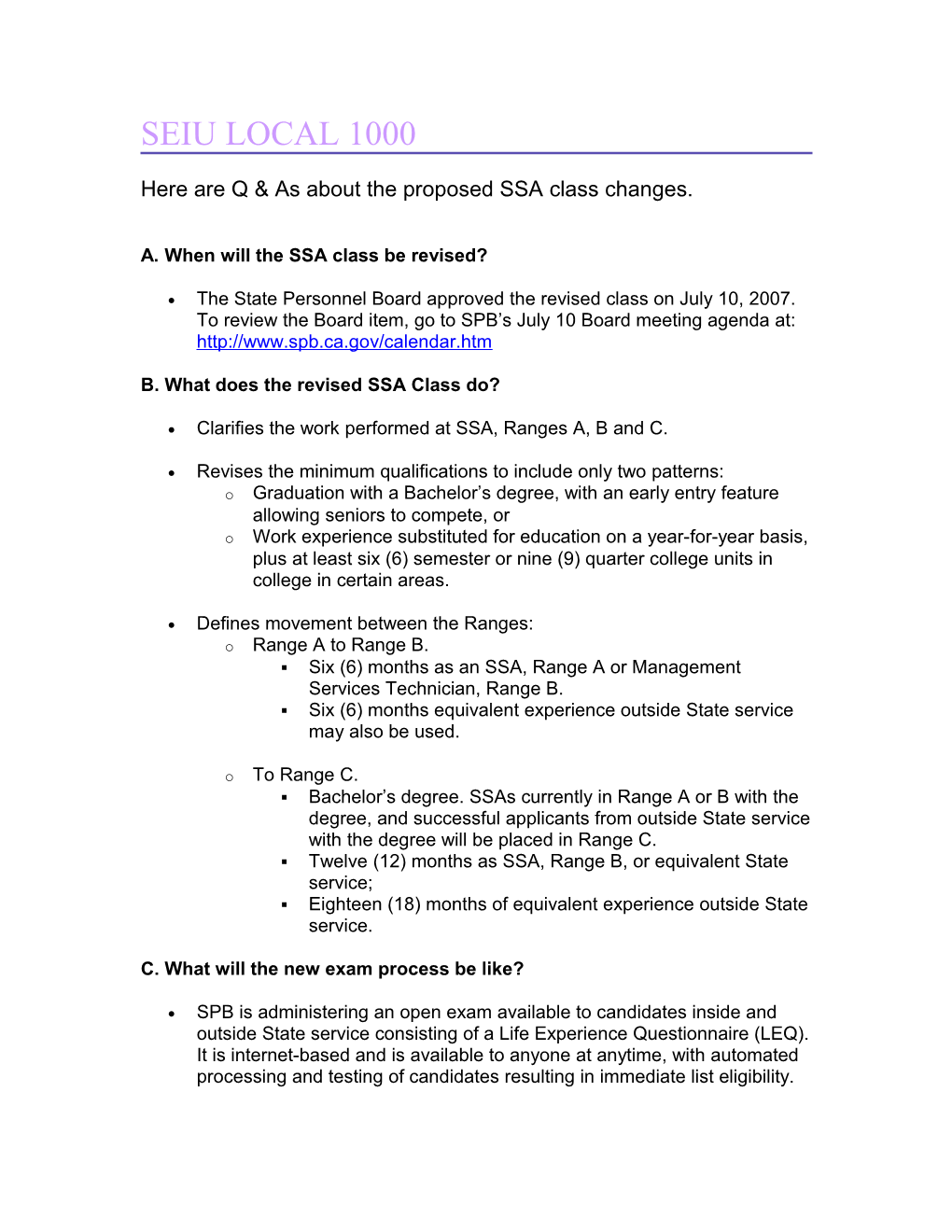 Here Are Q & As About the Proposed SSA Class Changes
