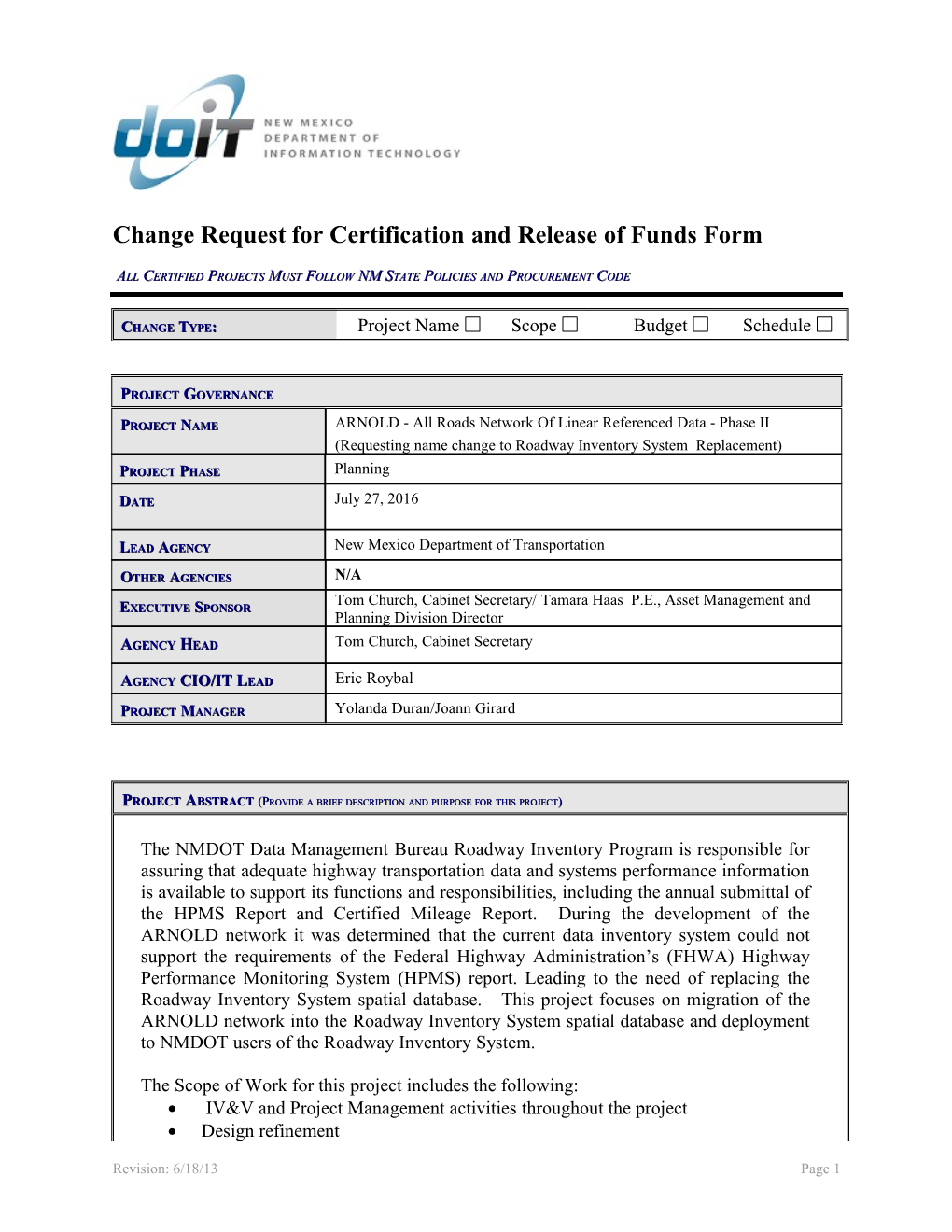 Change Request for Certification and Release of Funds Form s3