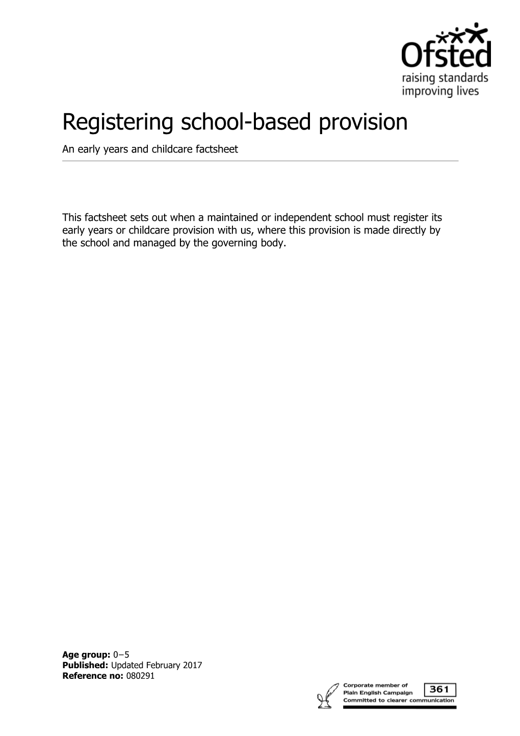 Registering School-Based Provision