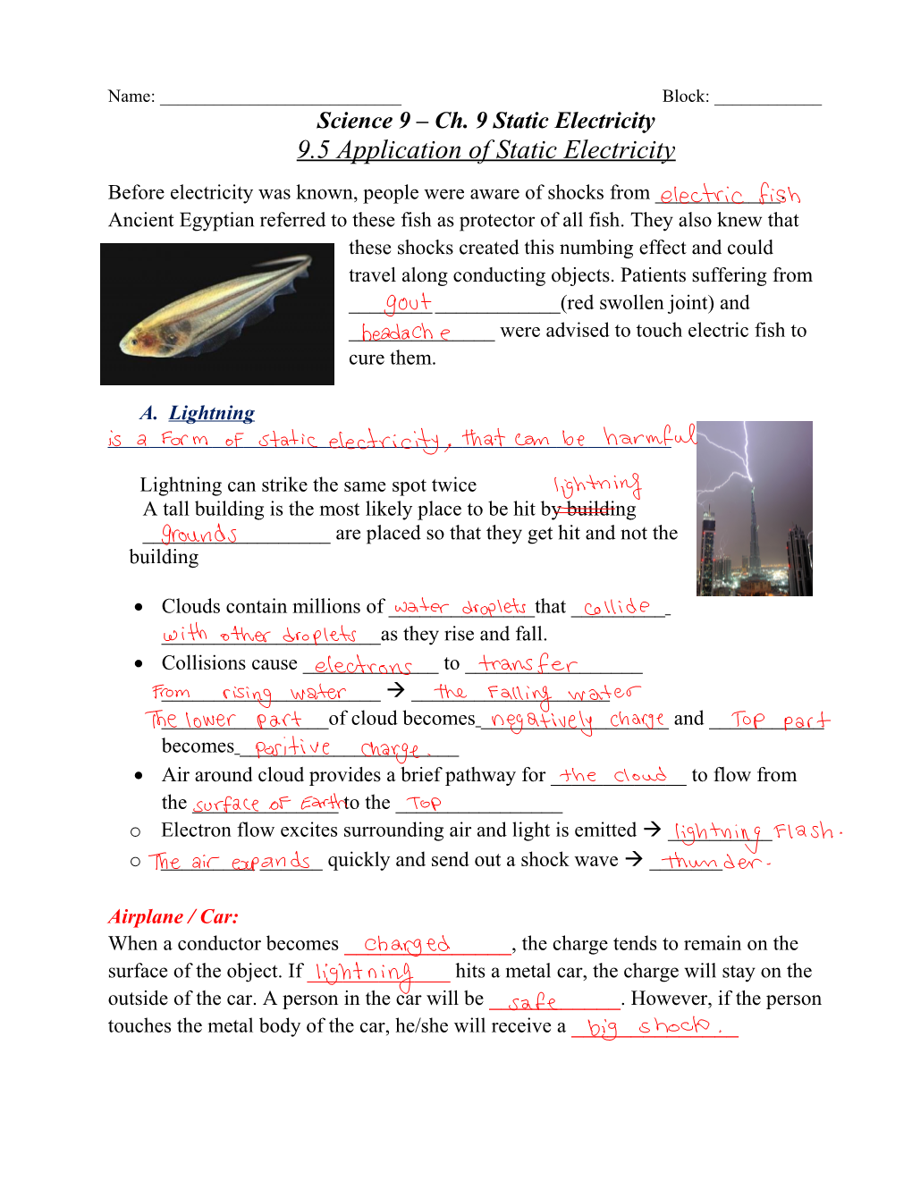 Science 9 Ch. 9 Static Electricity