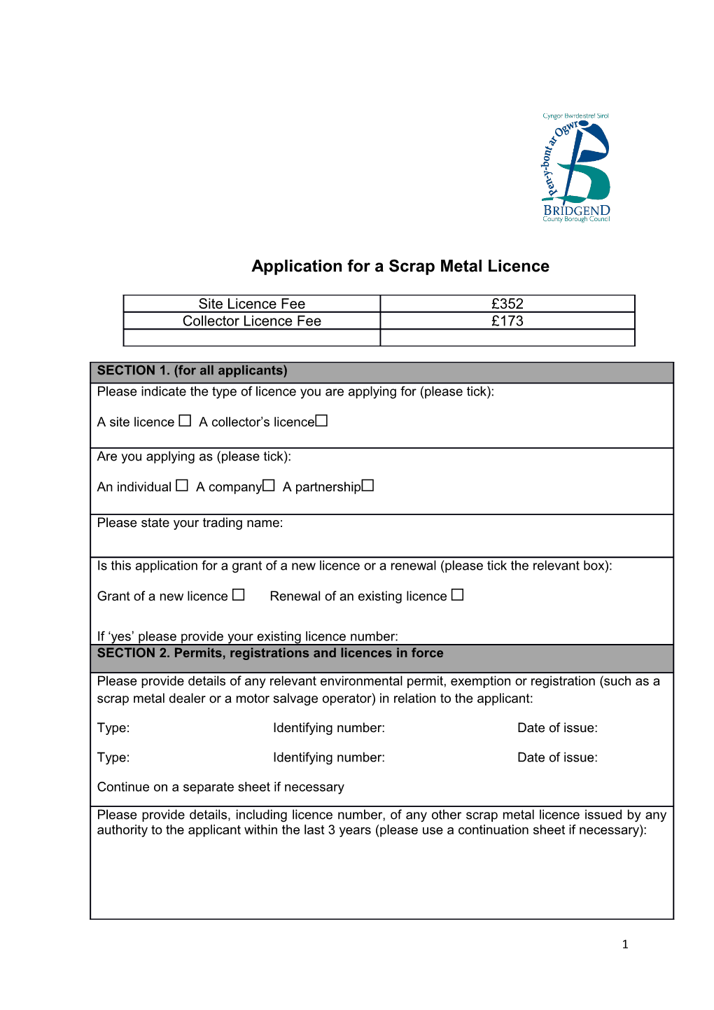 Application for a Scrap Metal Licence