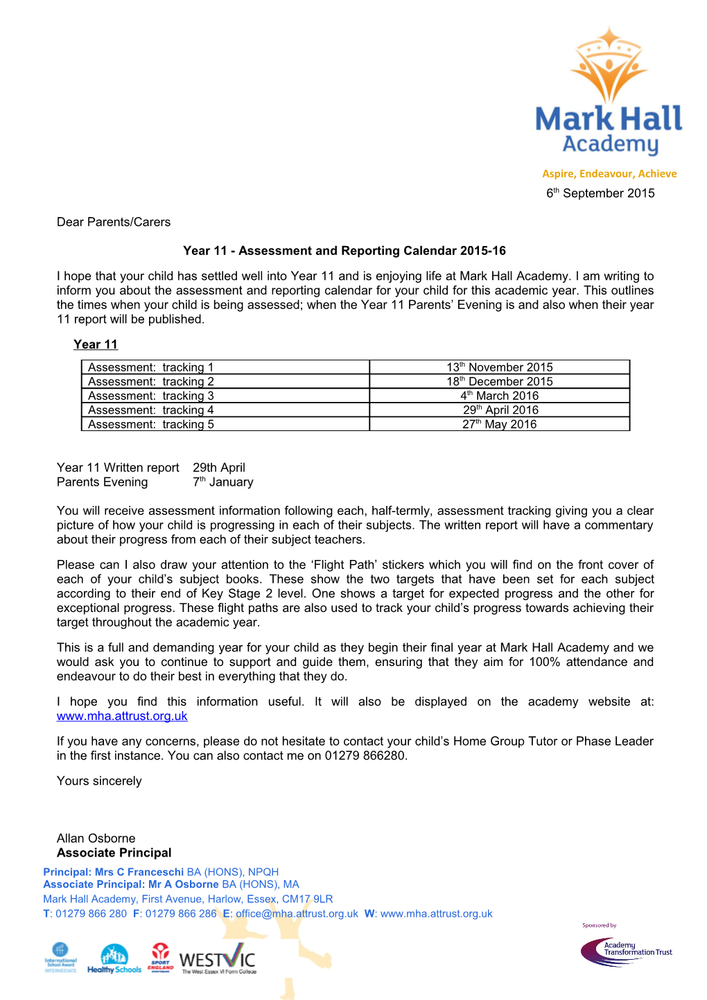 Year 11 - Assessment and Reporting Calendar 2015-16