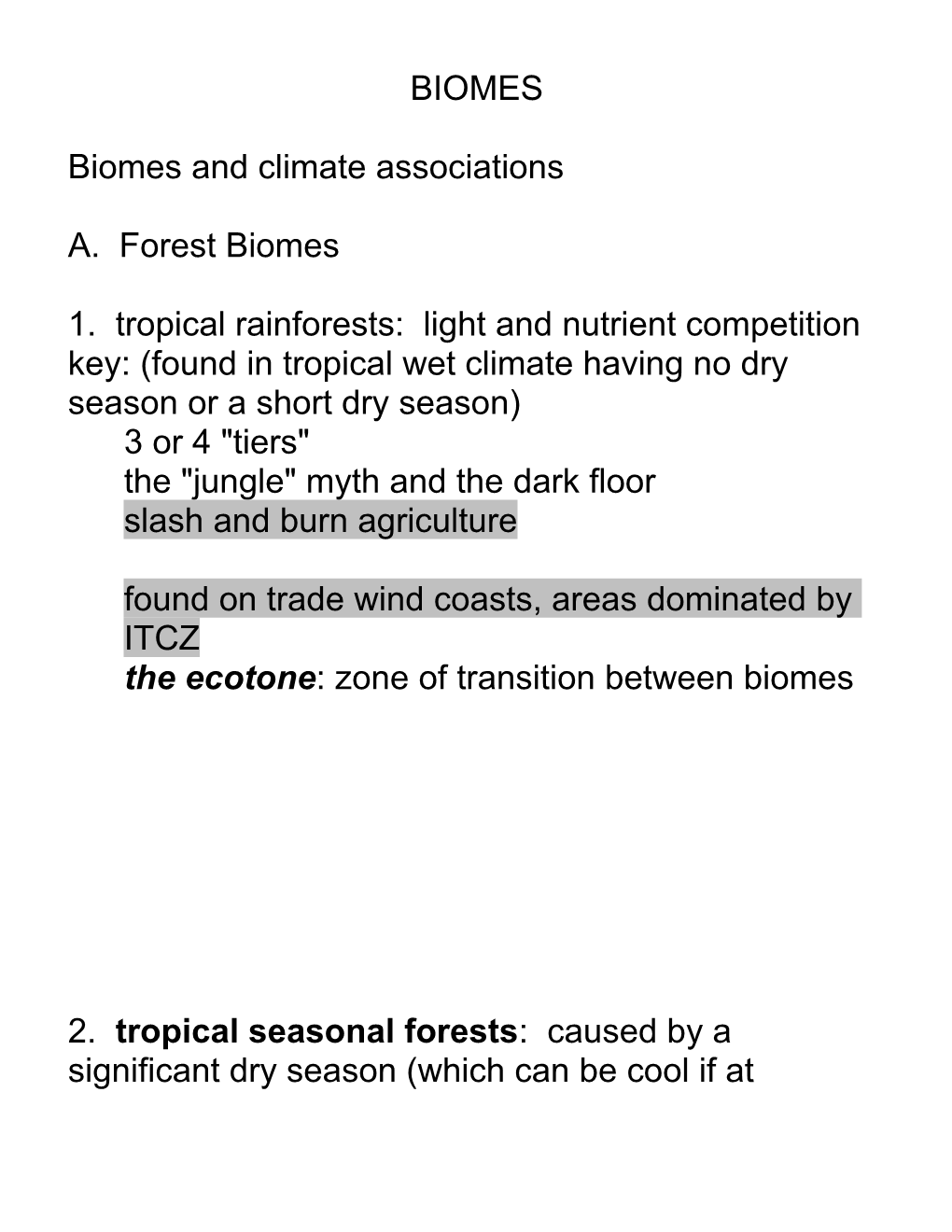 Biomes and Climate Associations