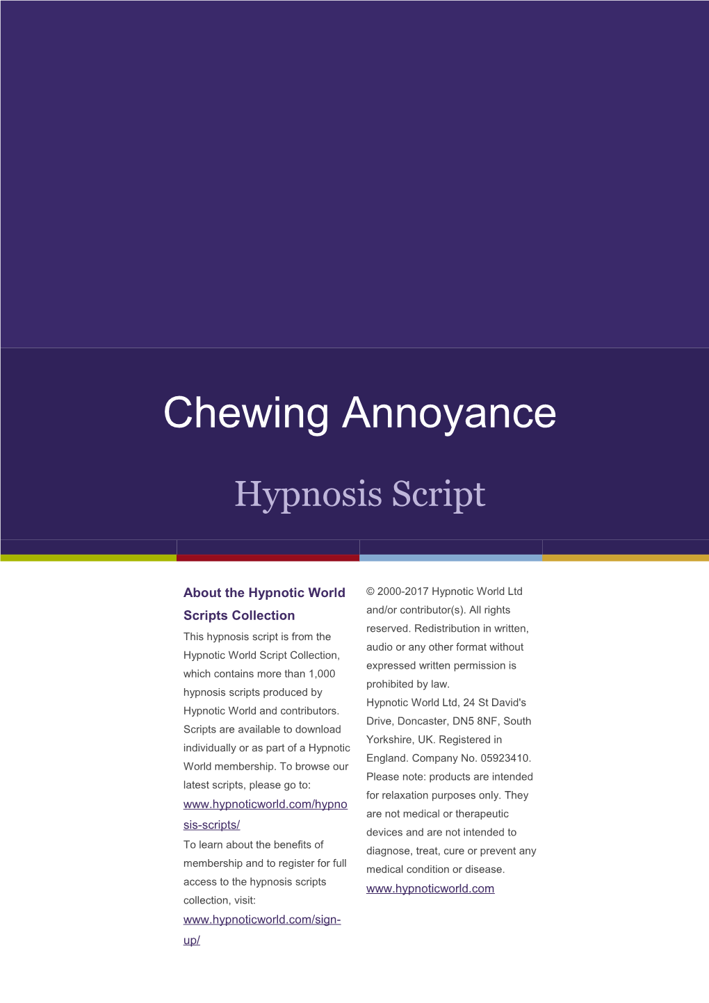 Chewing Annoyance Hypnosis Script