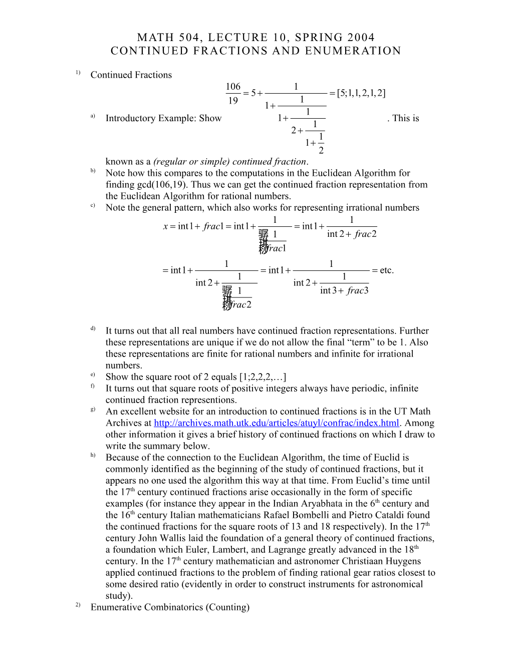 Continued Fractions and Enumeration