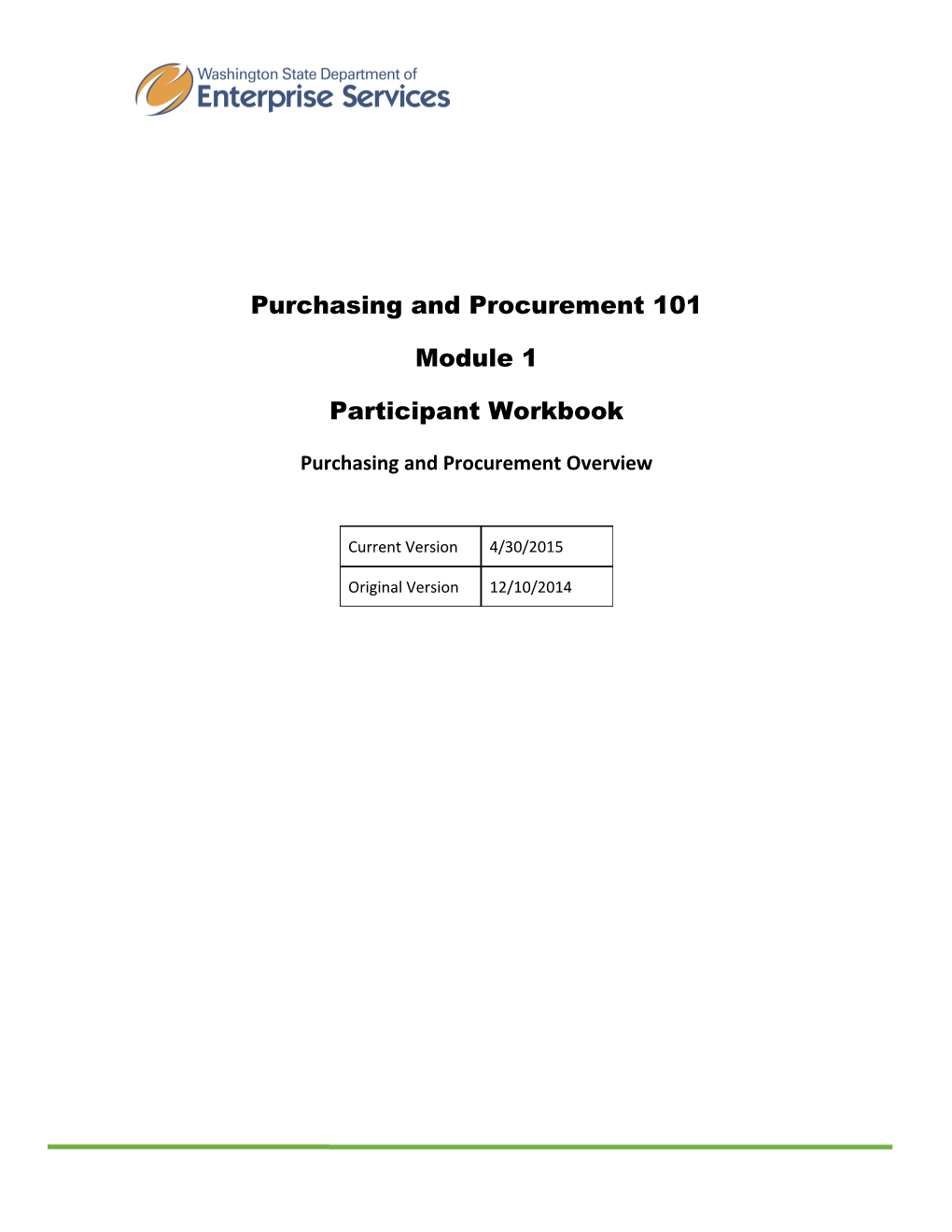 Purchasing And Procurement 101 Module 1 Workbook