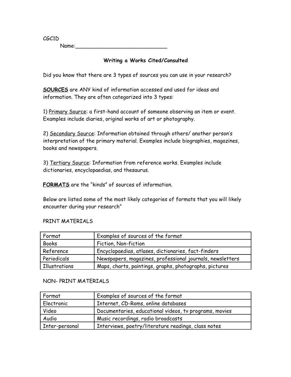 Writing a Works Cited/Consulted