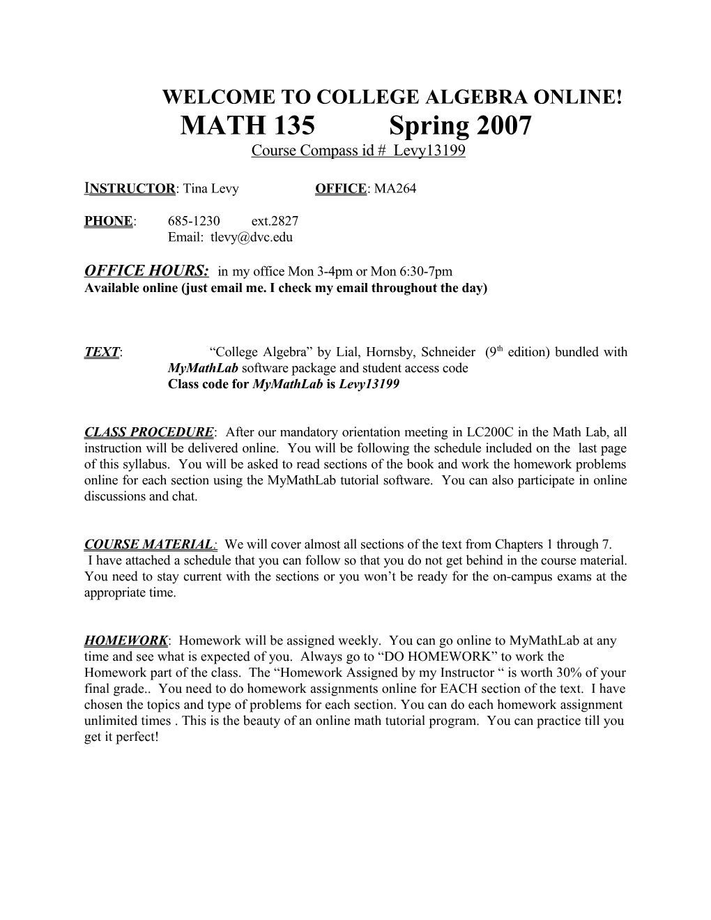 Course Outline for Math 120 s1