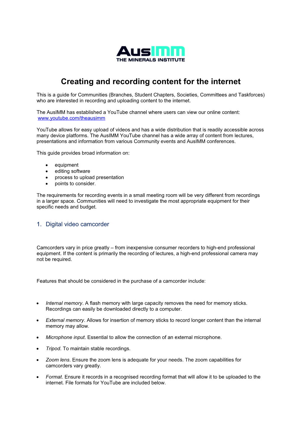 Creating and Recording Content for the Internet