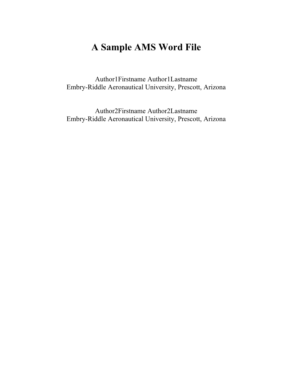 A Sample AMS Latex File