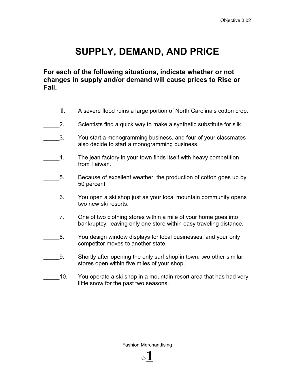 Supply, Demand, and Price