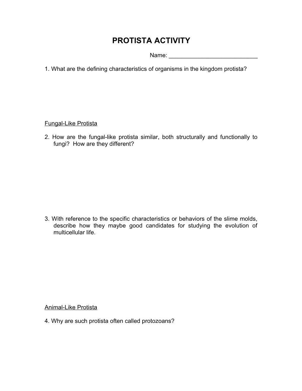 1. What Are the Defining Characteristics of Organisms in the Kingdom Protista?