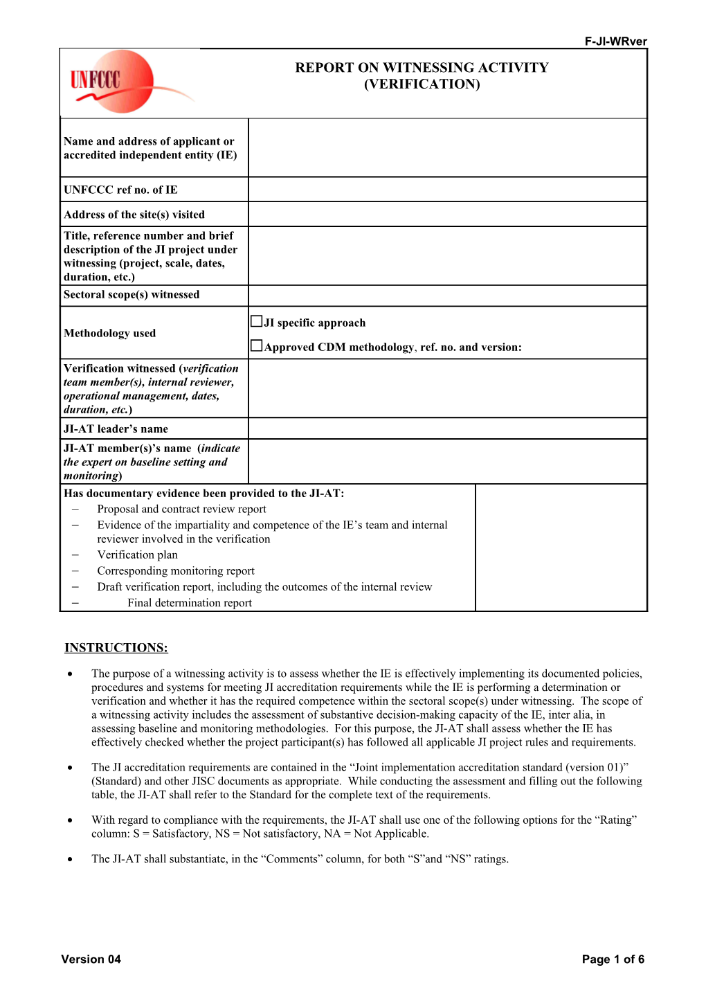 Approved CDM Methodology, Ref. No. and Version