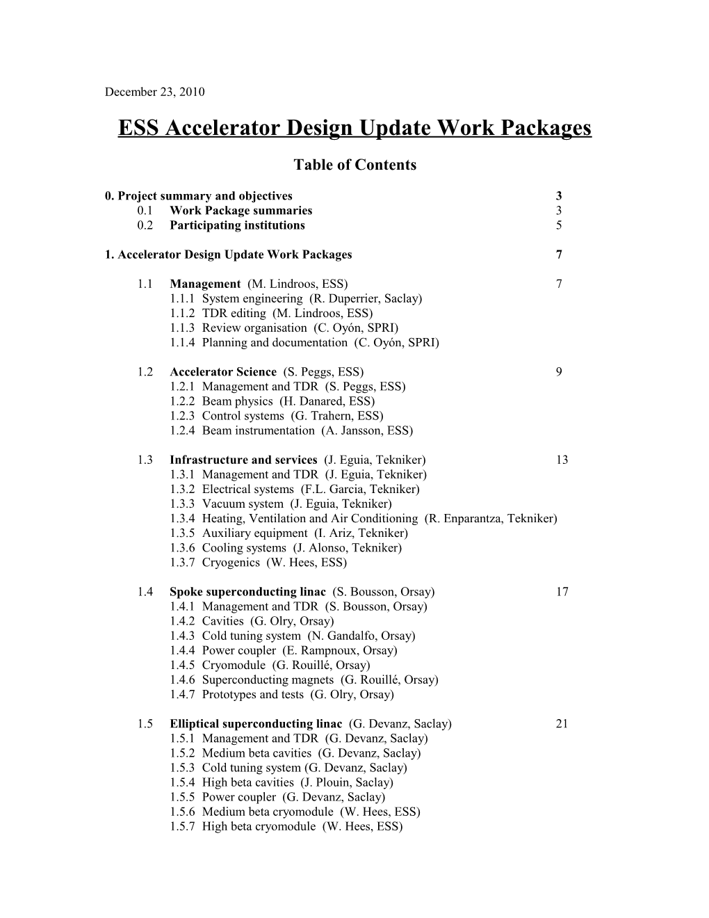 Ess Linac Design Update Project Plan