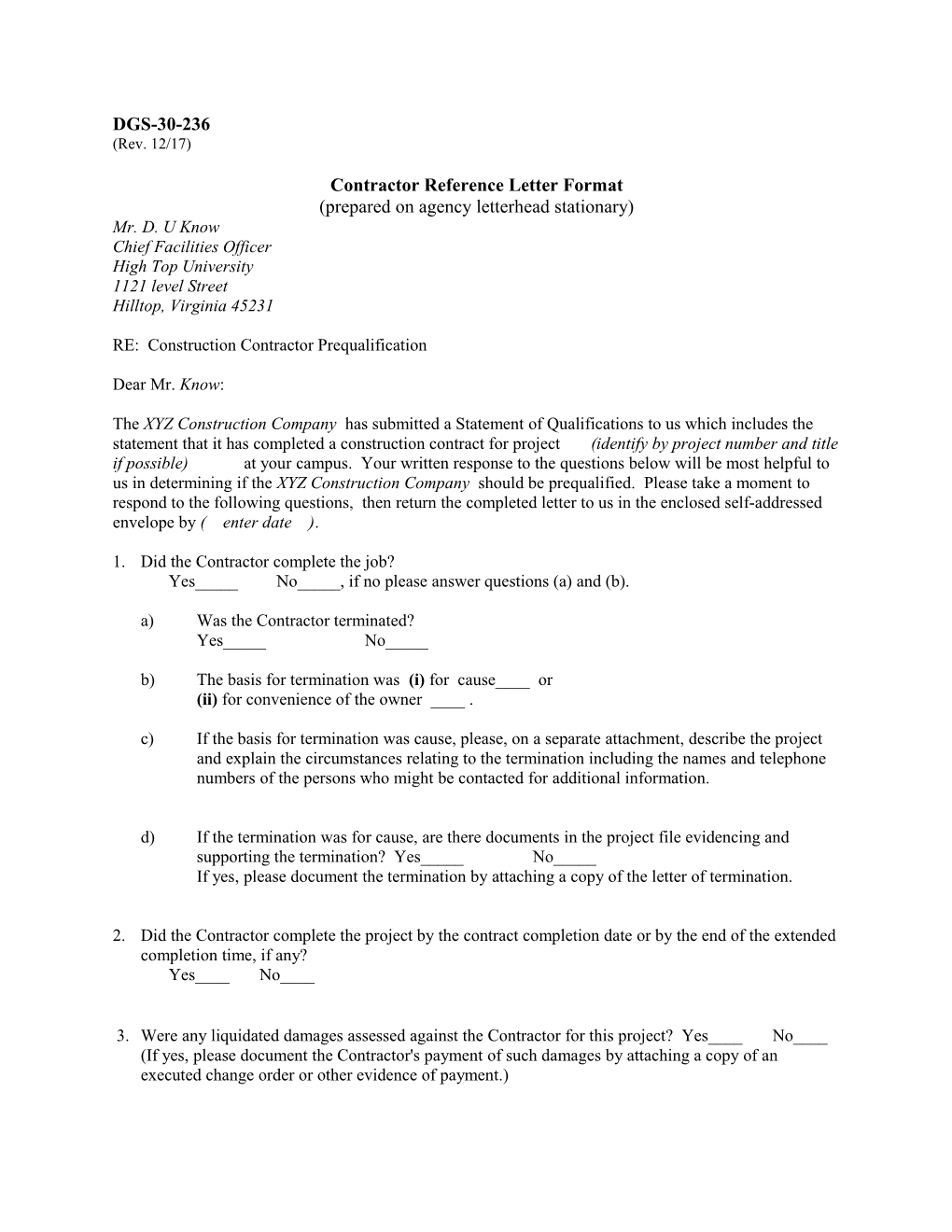 Contractor Reference Letter Format