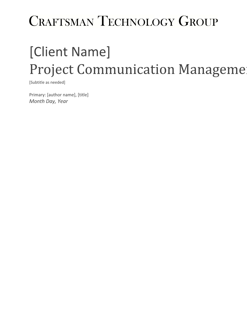 Project Communication Management Plan