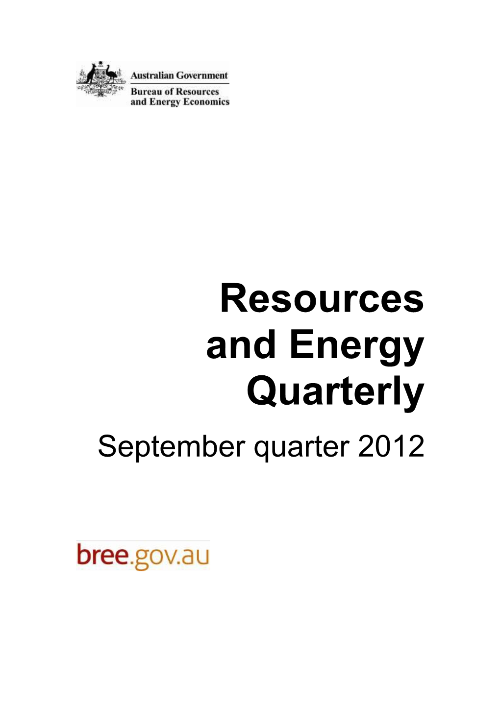 Resources And Energy Quarterly - September Quarter