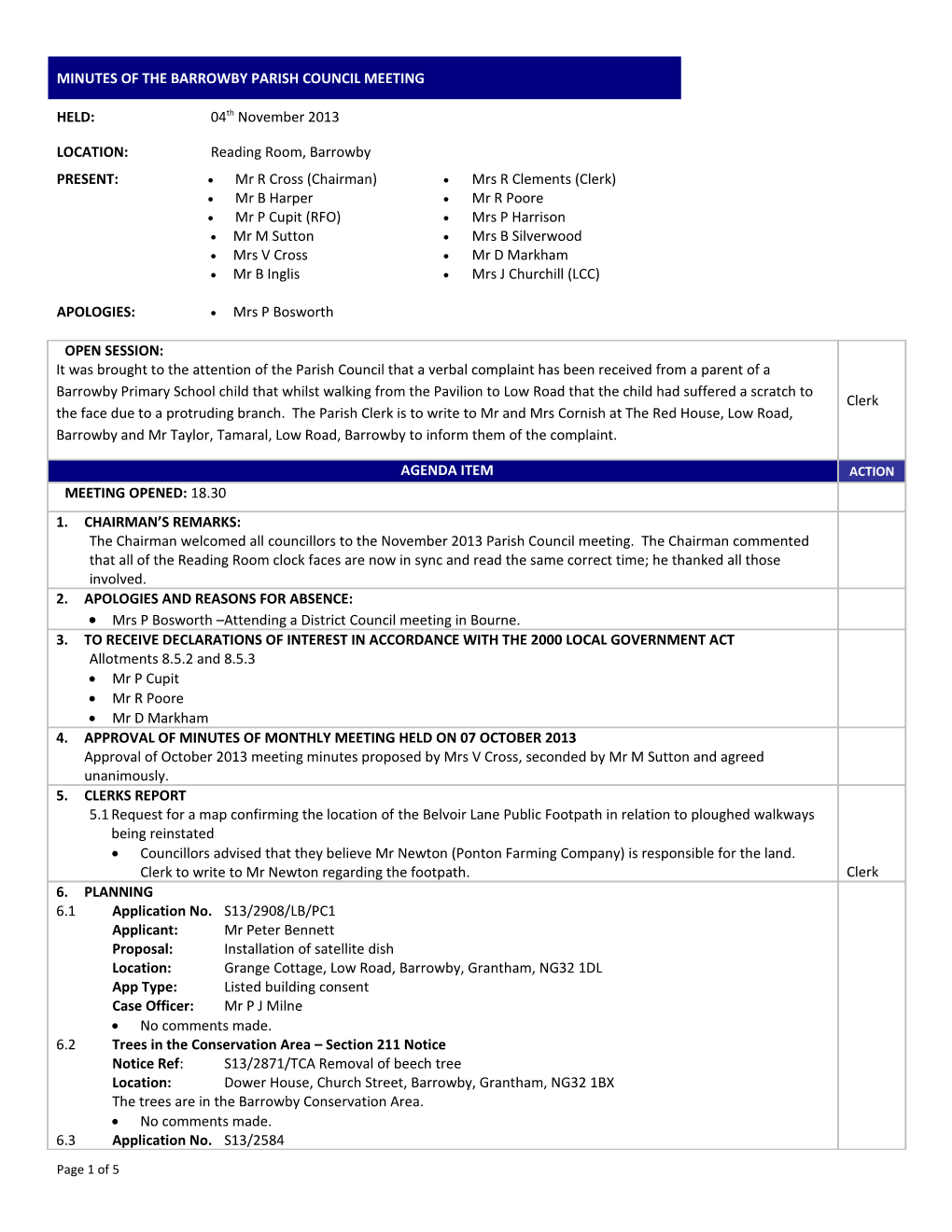 Minutes of the Barrowby Parish Council Meeting Held on Thursday 31St May 2012 at the 8 s2