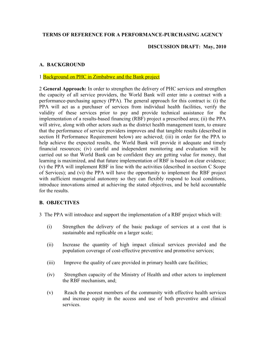 Terms of Referece for Monitoring and Evaluation Technical Support