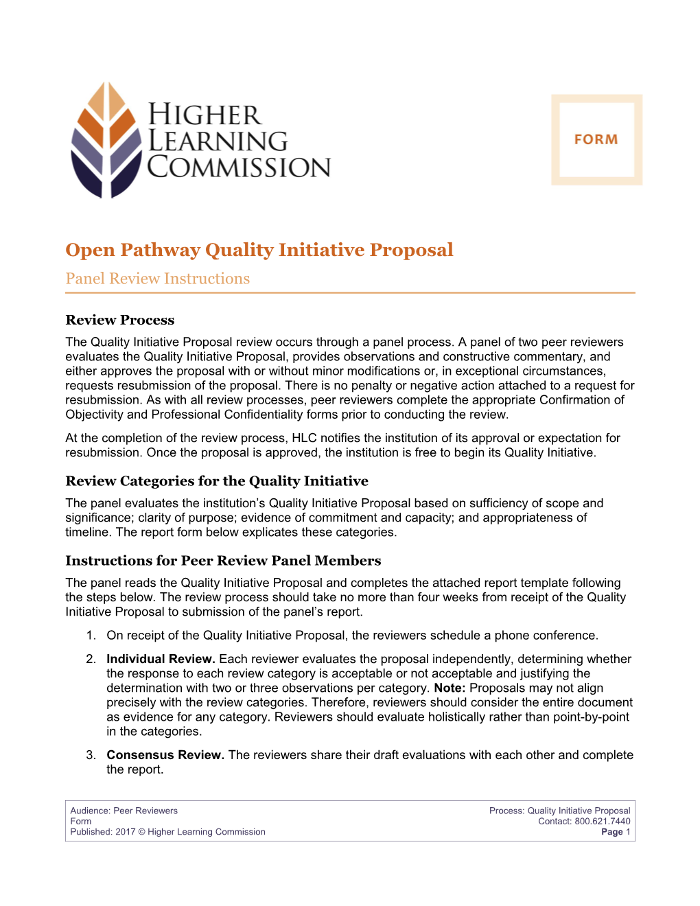 Open Pathway Quality Initiative Proposal