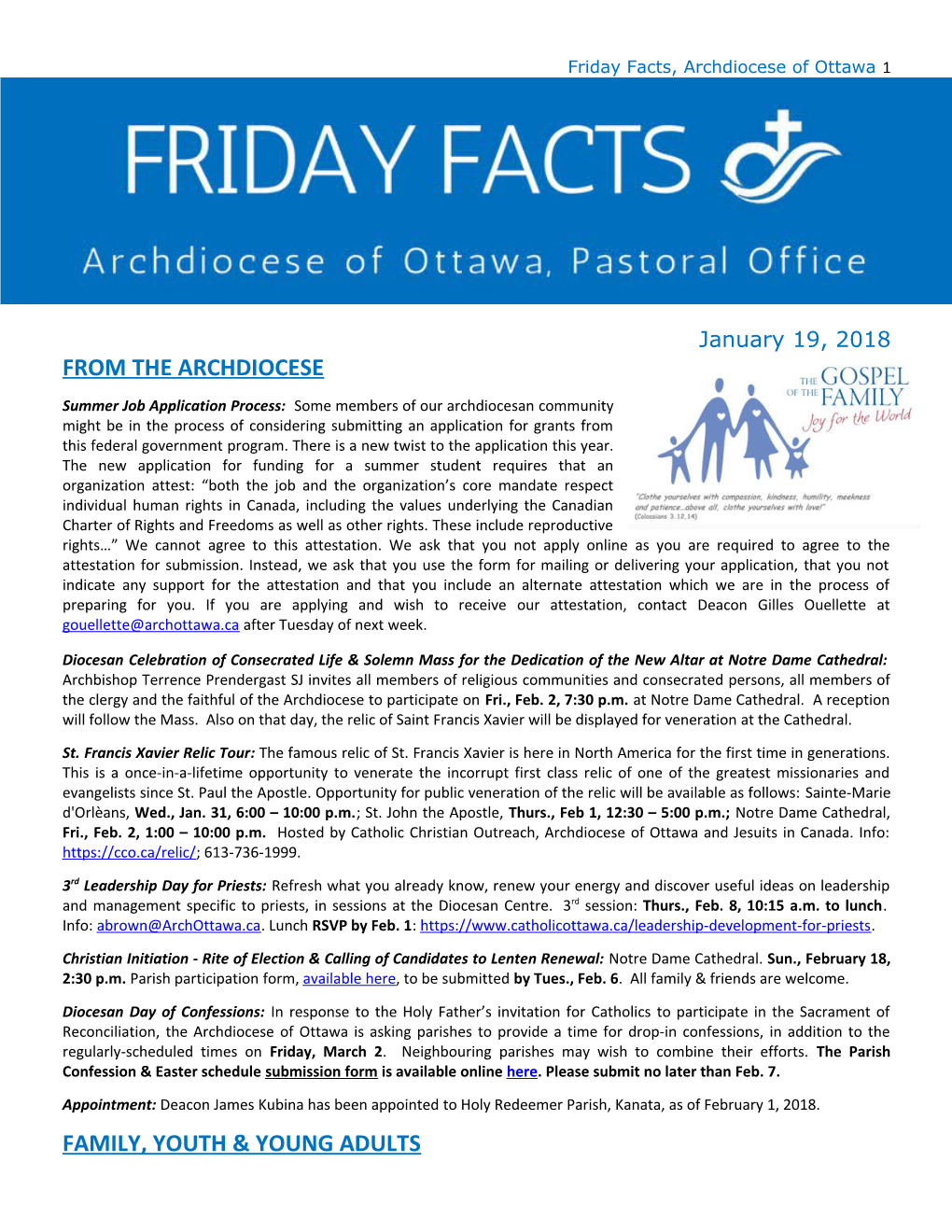 Friday Facts, Archdiocese of Ottawa1