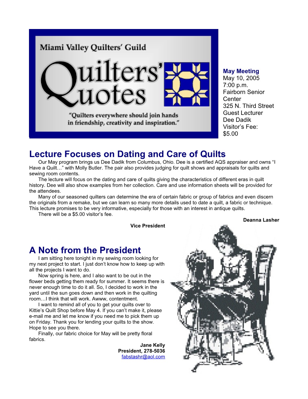 Lecture Focuses on Dating and Care of Quilts