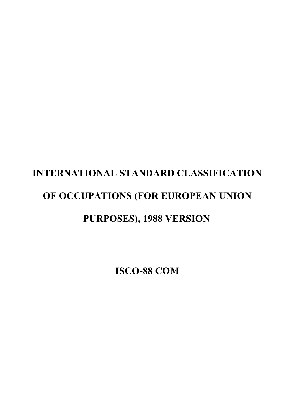 Of Occupations (For European Union