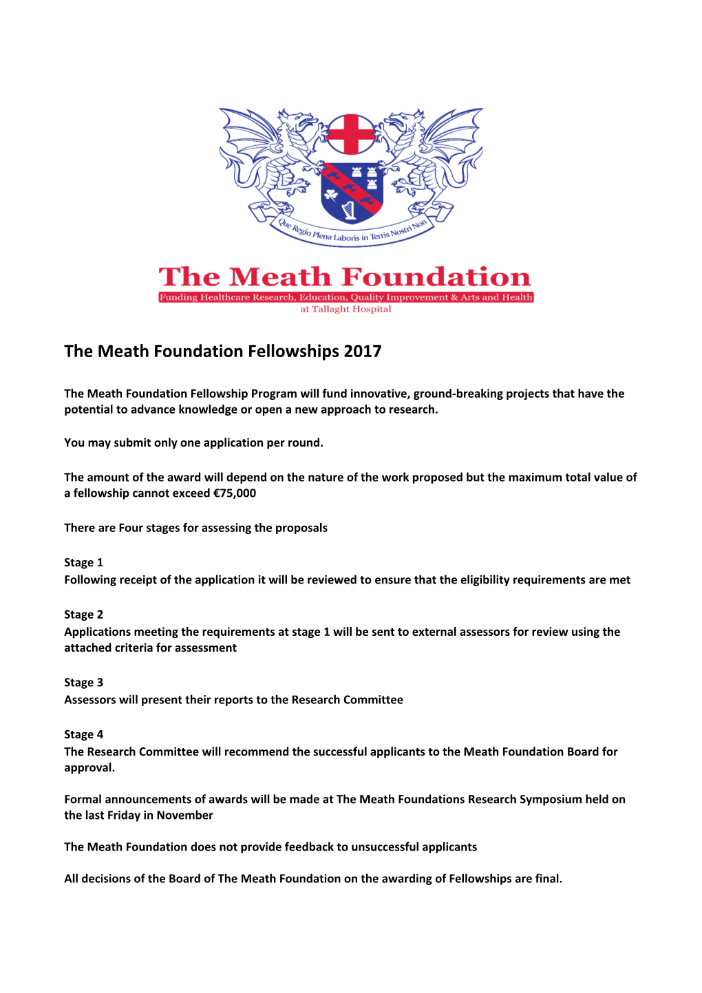 The Meath Foundation Fellowships 2017