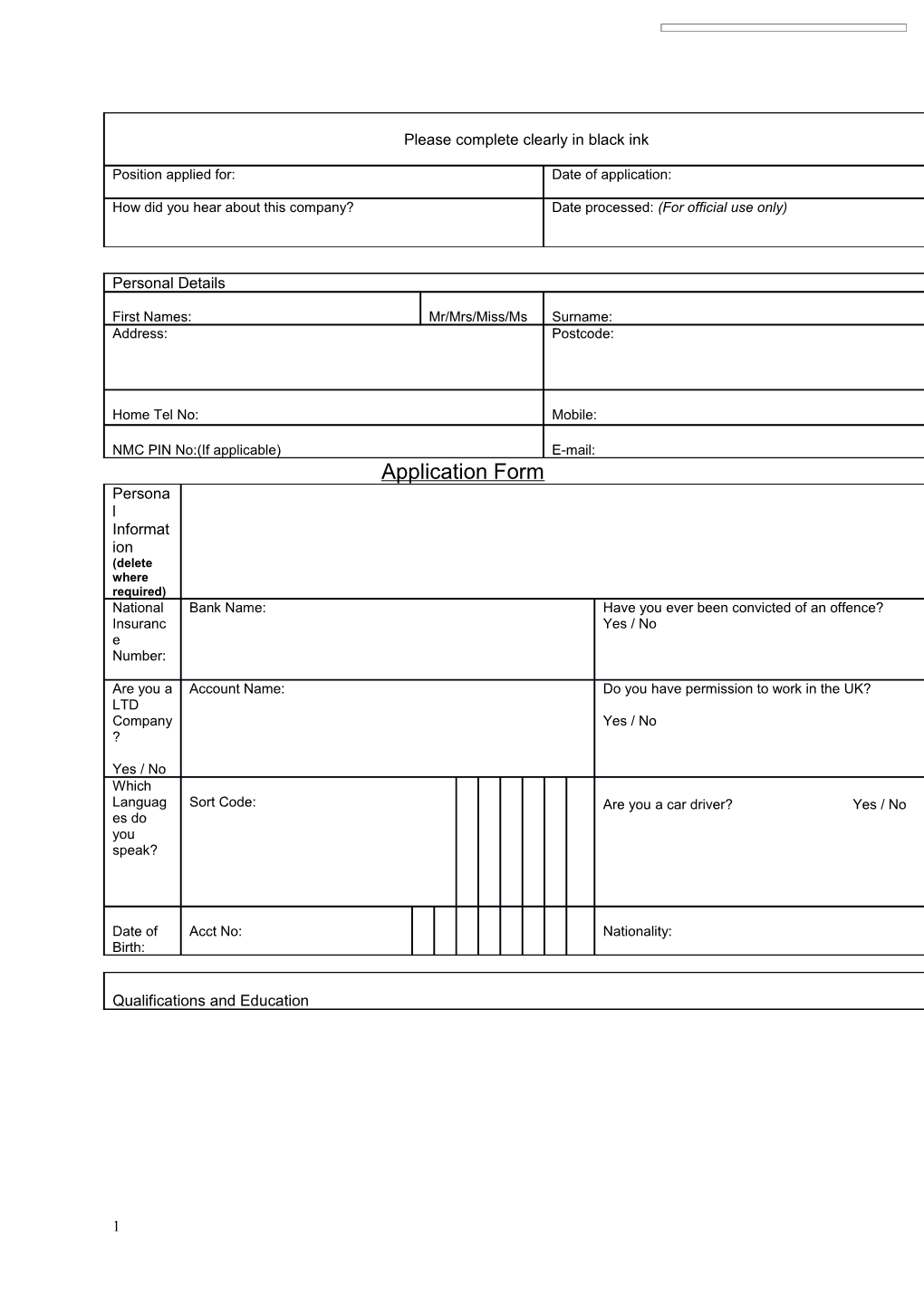 Application Form s67