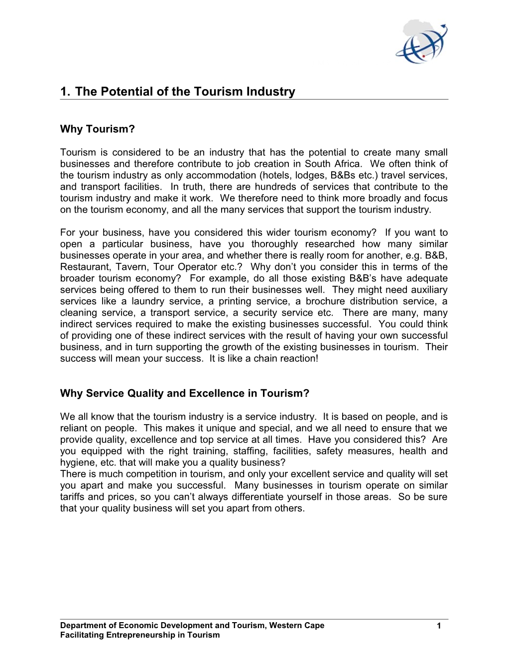 1. the Potential of the Tourism Industry s1