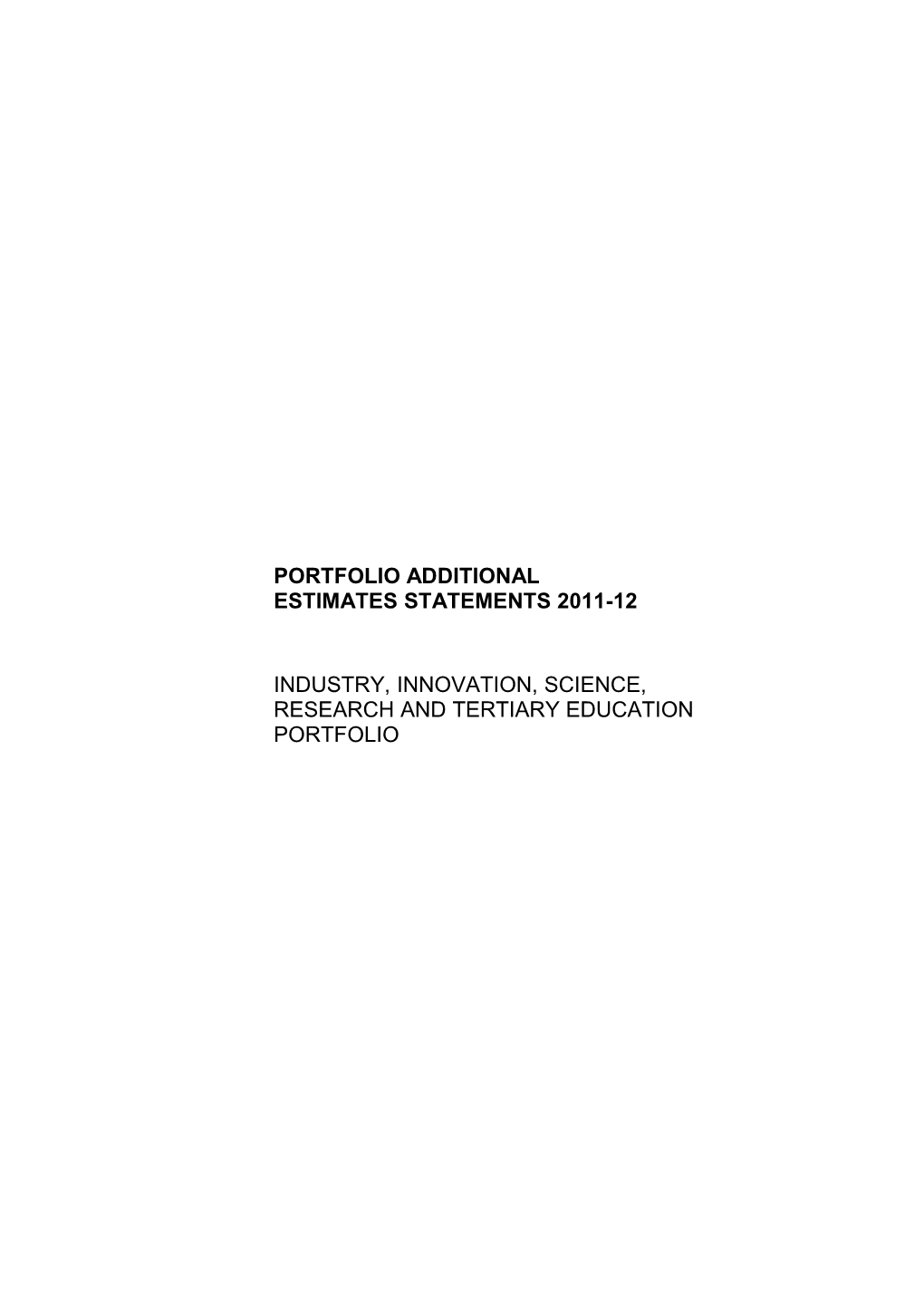 Portfolio Additional Estimates Statements 2011-12 s1