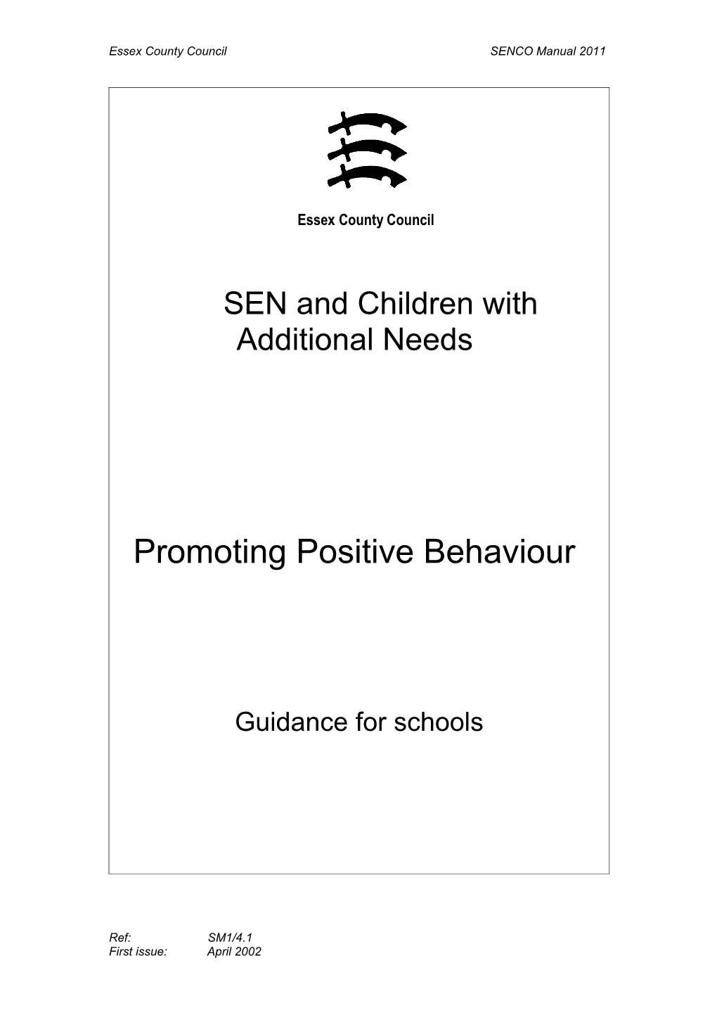Promoting Positive Behaviour: the Essex Approach