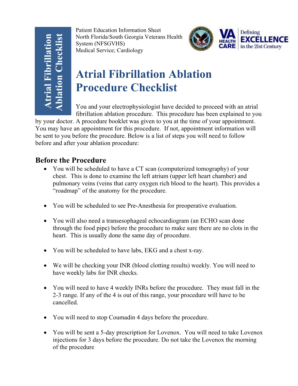 Atrial Fibrillation Ablation: Pre-Procedure Checklist