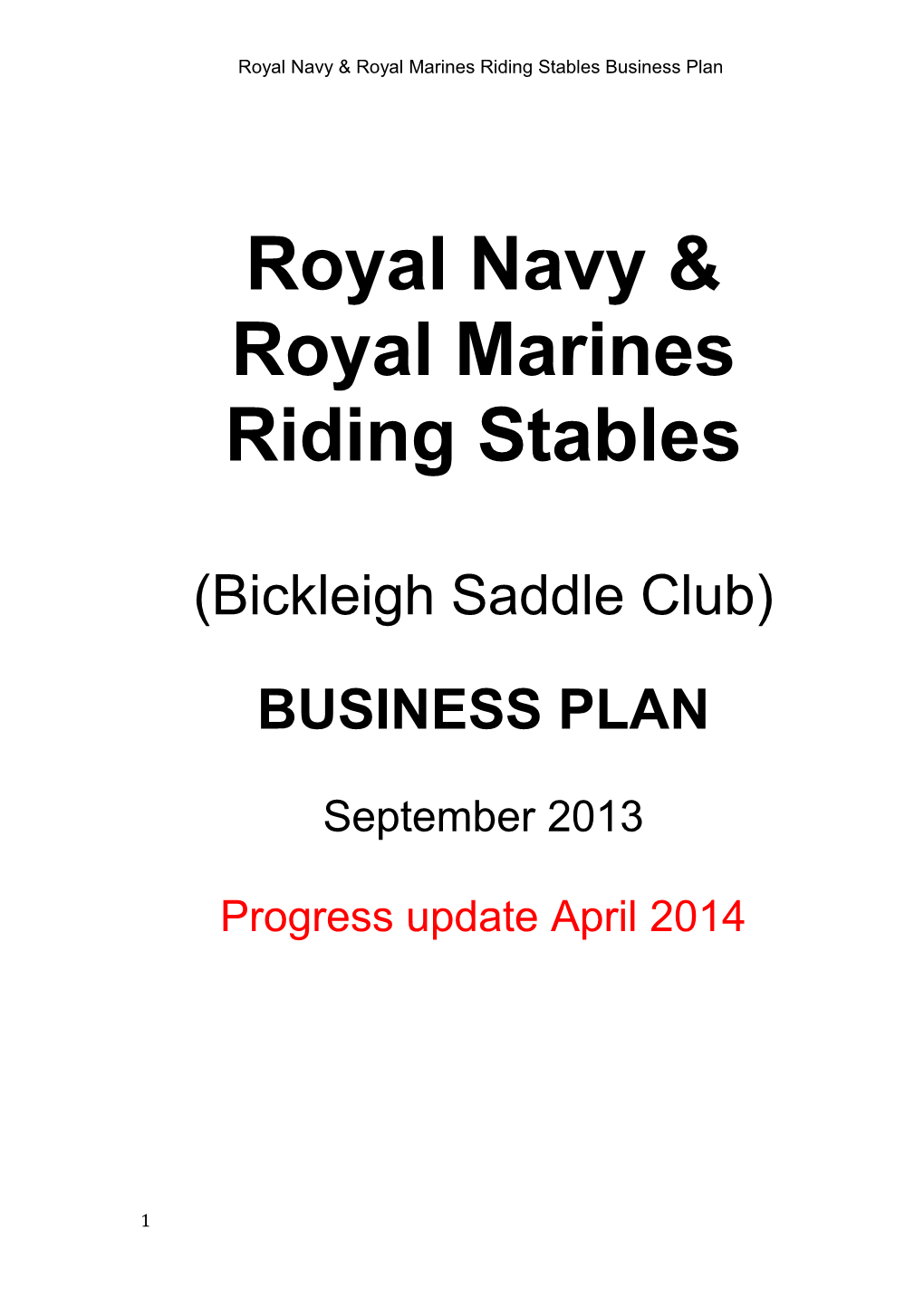 Royal Navy & Royal Marines Riding Stables Business Plan